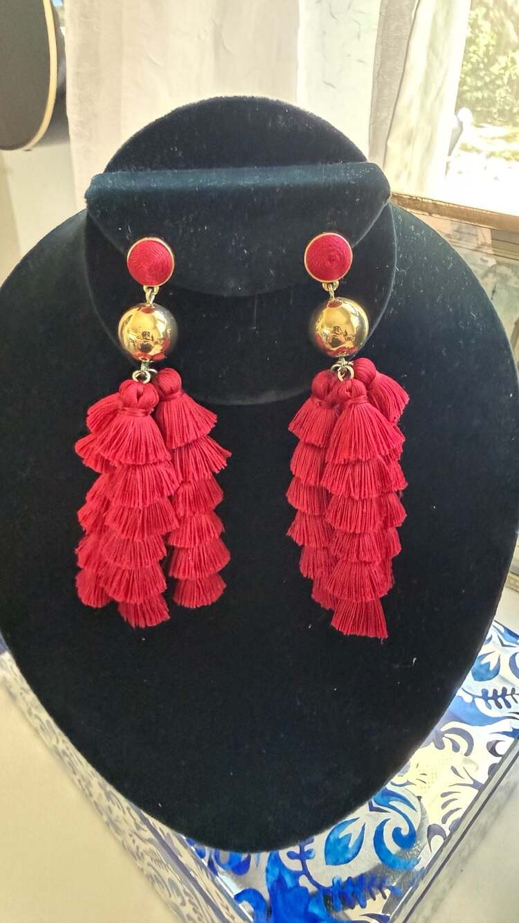 BaubleBar Gabriela Tiered Tassel Drop Earrings with Gold Ball Accent